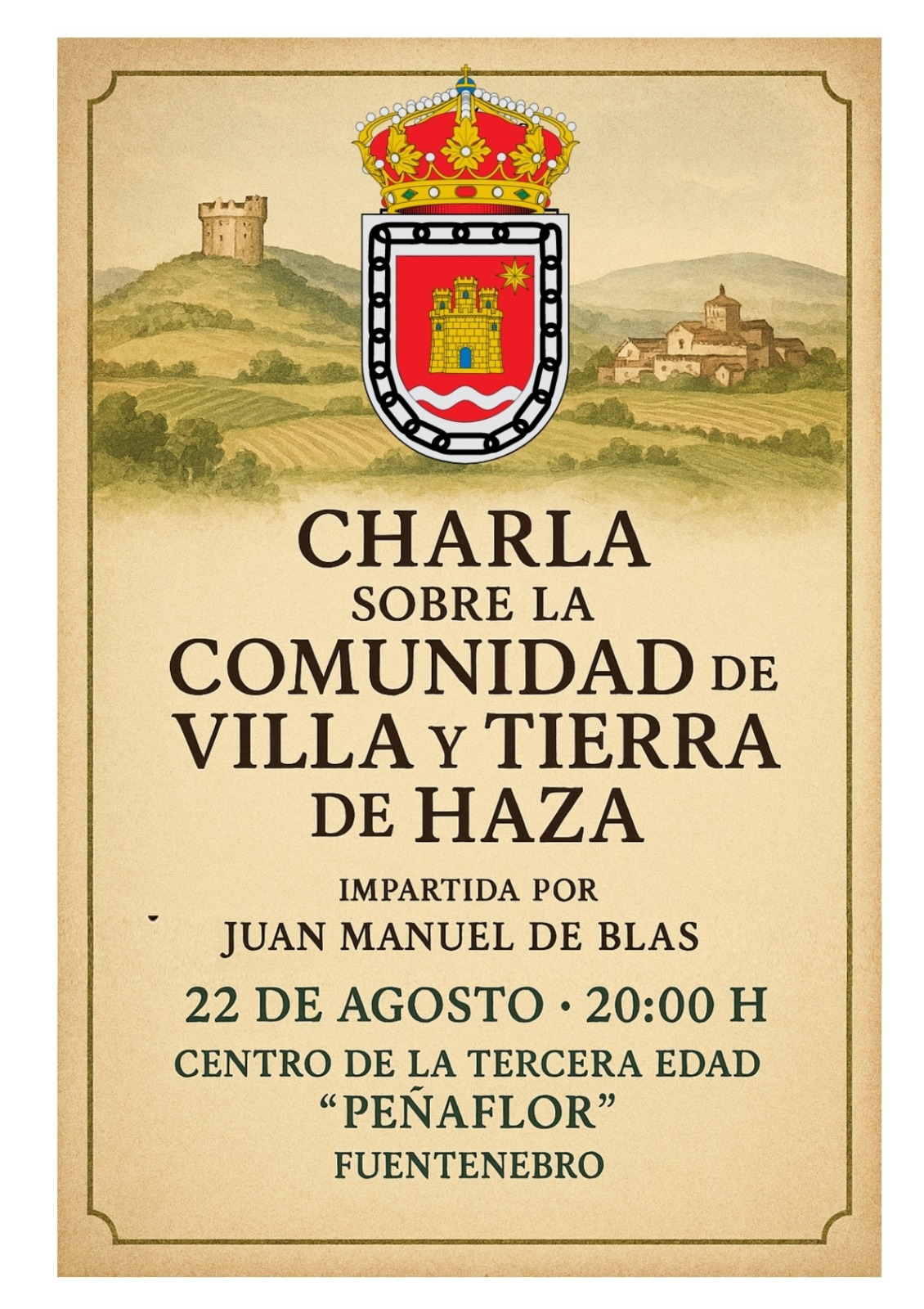 Fuentenebro acoge una charla sobre la Comunidad de Villa y Tierra de Haza con el escritor Juan Manuel de Blas
